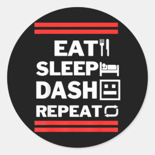Eet Slaap Dash Herhaal Videospel Ronde Sticker