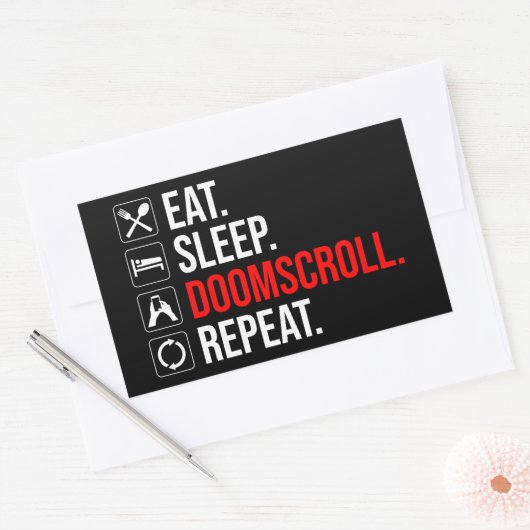 Eet. Slaap. Doomscroll. Herhaal Rechthoekige Sticker (Envelop)