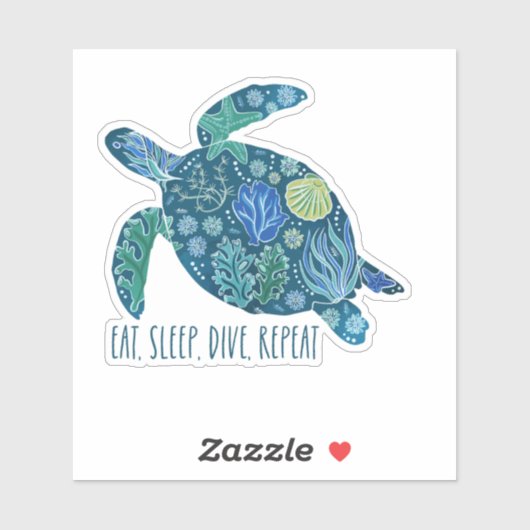 Eet, slaap, duik, herhaal Sticker (Vel)