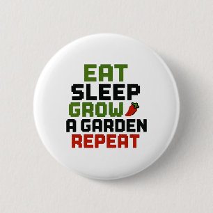 Eet Slaap Een Tuin Groeien Herhaal Grappige Tuinie Ronde Button 5,7 Cm