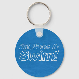 Eet, Slaap en Swim! Button Sleutelhanger