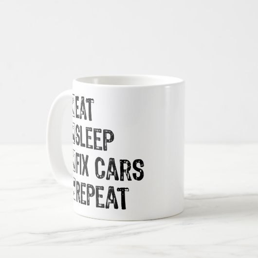 Eet Slaap Fix Auto's Herhaal Mechanic Opa Cool Koffiemok (Voorkant links)