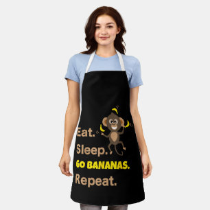 Eet Slaap Ga Bananen Herhaal Grappig Schattig Dier Schort