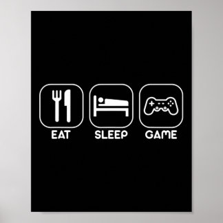 Eet Slaap Game Grappige Gamer Videospeelgoed Cadea Poster