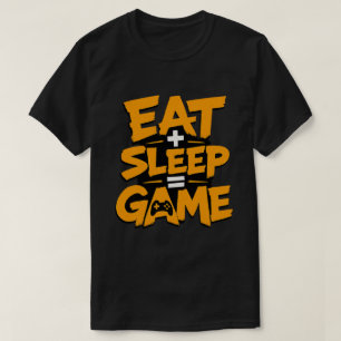Eet Slaap Game Orange Grunge Gamer Citaat T-shirt