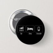 Eet, Slaap, Geocache Ronde Button 5,7 Cm (Voorkant /achterkant)