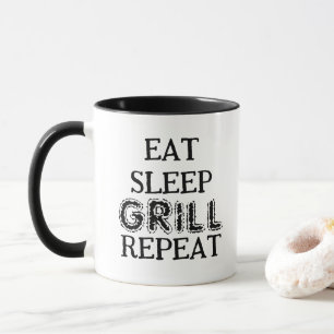 Eet Slaap Grill Herhaal koffiemok voor BBQ-chef Mok