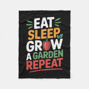 Eet slaap Groei Een tuin Herhaal Grappig Spel Fleece Deken