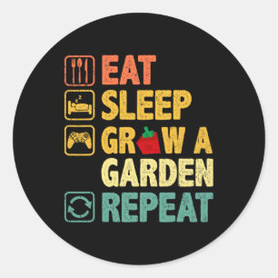 Eet Slaap Groei Een Tuin Herhaal Grappige Game Gam Ronde Sticker