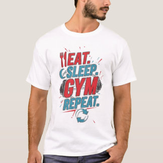 Eet Slaap Gym Herhaal Fitness Motivatie T-shirt