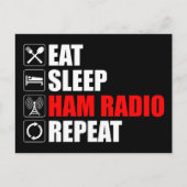 Eet. Slaap. Ham Radio. Herhaal Briefkaart (Voorkant)