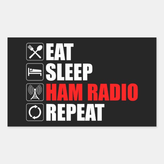 Eet. Slaap. Ham Radio. Herhaal Rechthoekige Sticker (Voorkant)