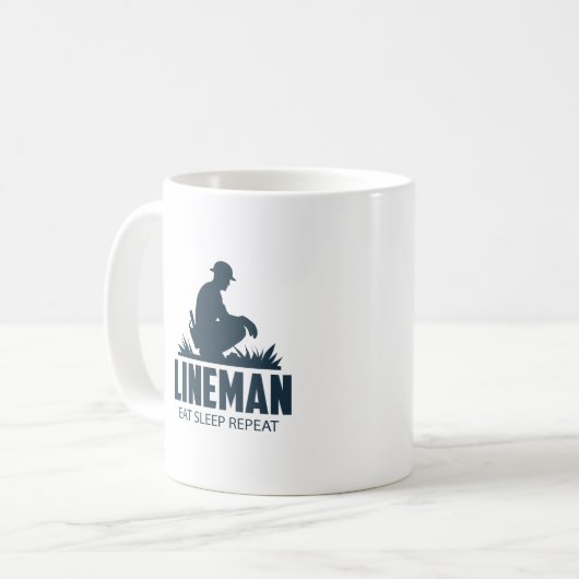Eet Slaap Herhaal lineman Pap Grappig cadeau Koffiemok (Voorkant links)