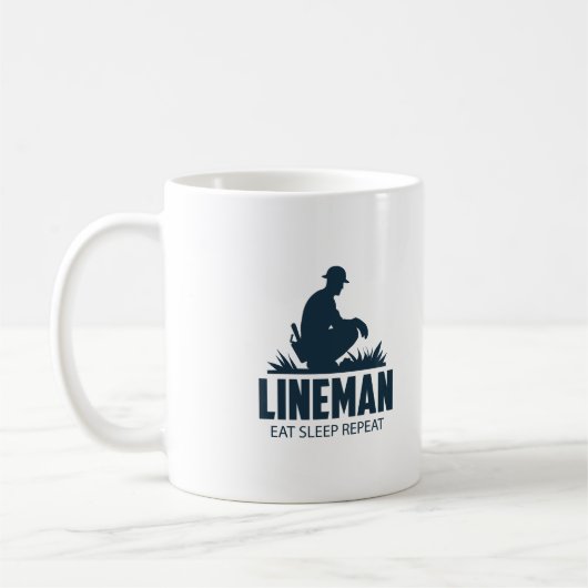 Eet Slaap Herhaal lineman Pap Grappig cadeau Koffiemok (Links)