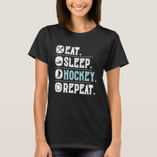 Eet Slaap Hockey Herhaal Grappig Hockey Retro  T-shirt