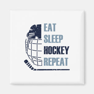 Eet Slaap Hockey Herhaal Grappig Masker Stok IJsho Magneet