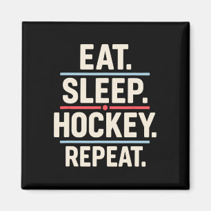 Eet Slaap Hockey Herhaal Grappige Speler Fan Quote Magneet