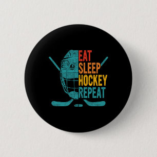 Eet Slaap Hockey Herhaal Hockey Leuk IJshockey Ronde Button 5,7 Cm