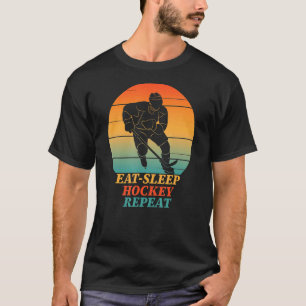 Eet Slaap Hockey Herhaal Ijshockey Speler  T-shirt