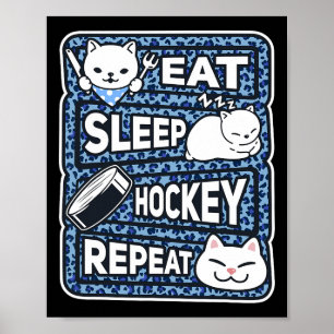 Eet Slaap Hockey Herhaal Jongens Meisjes Kinderen Poster