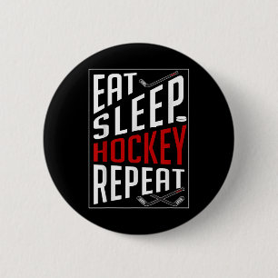 Eet Slaap Hockey Herhaal Veld IJshockey Spelers F Ronde Button 5,7 Cm
