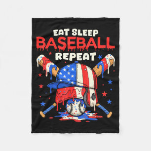 Eet Slaap Honkbal Herhaal Grappig Ijs Drip Cro Fleece Deken