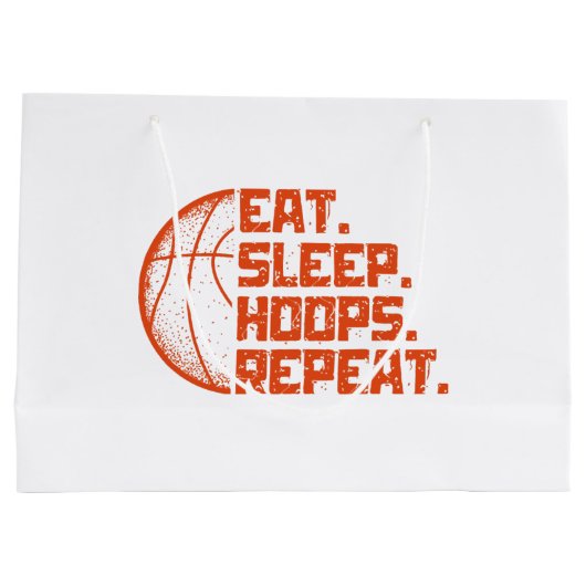 Eet Slaap Hoops Herhaal Basketbal Grappige Citaten Groot Cadeauzakje (Achterkant)