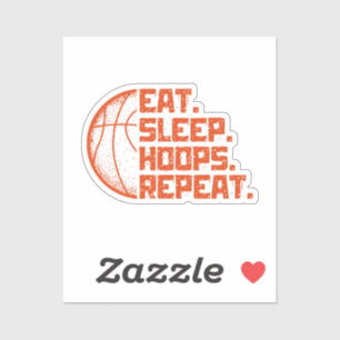 Eet Slaap Hoops Herhaal Basketbal Grappige Citaten Sticker