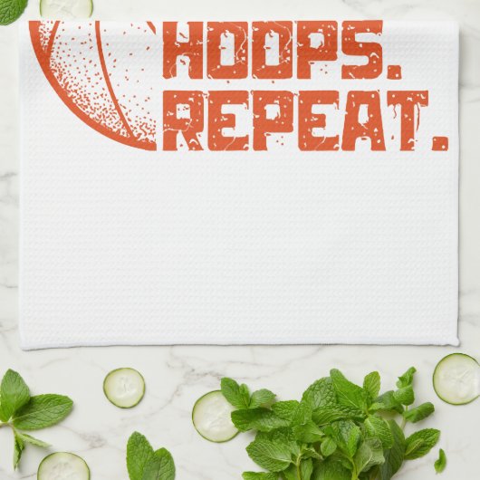 Eet Slaap Hoops Herhaal Basketbal Grappige Citaten Theedoek (Gevouwen)