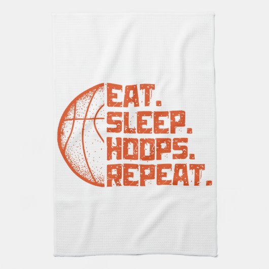 Eet Slaap Hoops Herhaal Basketbal Grappige Citaten Theedoek (Verticaal)