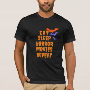 Eet Slaap Horror Films T-shirt, griezelige Hallowe T-shirt