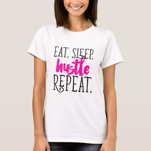 "Eet. Slaap. Hustle. Herhalen." Lange hoes T-shirt (Voorkant)