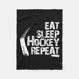 Eet slaap ijshockey herhalen cadeau fleece deken