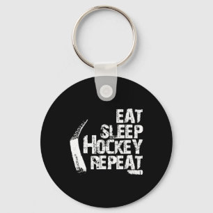 Eet slaap ijshockey herhalen cadeau sleutelhanger