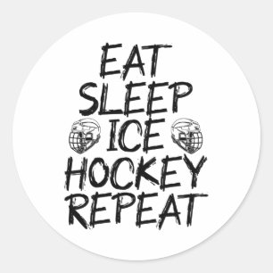 Eet slaap ijshockey herhalen ronde sticker