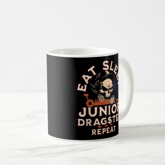 Eet Slaap Junior Dragster Herhaal Skull Jr Dragste Koffiemok (Voorkant rechts)