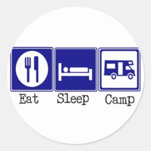 Eet. Slaap, kamp Ronde Sticker