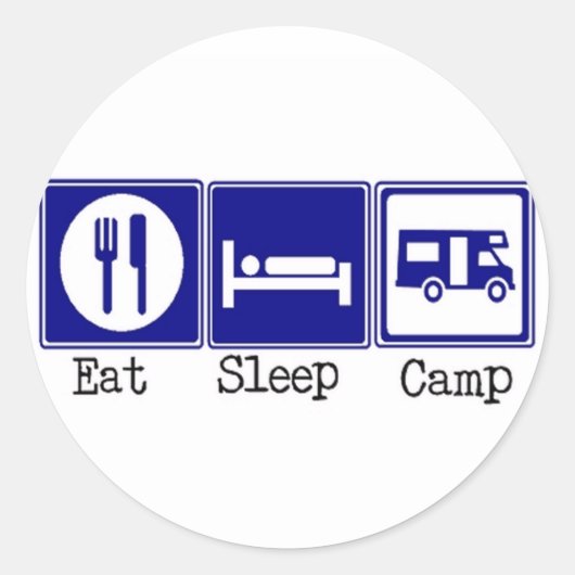 Eet. Slaap, kamp Ronde Sticker (Voorkant)