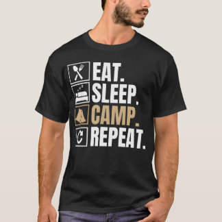 eet slaap kampeer herhaal meisje t-shirt