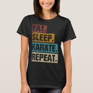 Eet slaap karate Herhaal retro Martial T-shirt