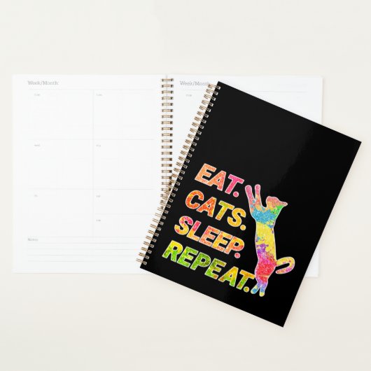 Eet, slaap, katten, herhaal - Kleurrijke kattenlie Planner (Display)