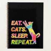 Eet, slaap, katten, herhaal - Kleurrijke kattenlie Planner (Voorkant)