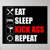 Eet. Slaap. Kick-Ass. Herhaal Poster (Voorkant)
