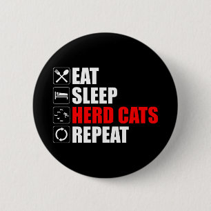Eet. Slaap. Kuddekatten. Herhaal Ronde Button 5,7 Cm