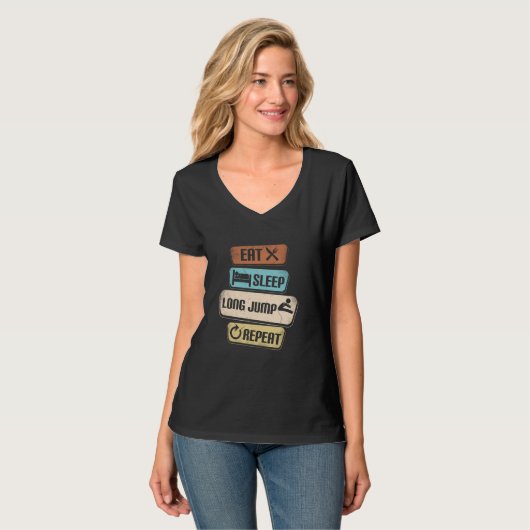 Eet Slaap Lang Jump Herhaal Grappige Lange Jumper T-shirt (Voorkant volledig)