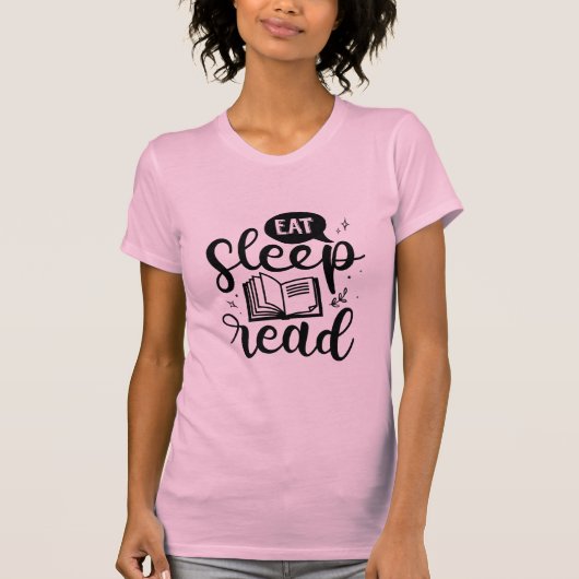 Eet slaap Lees boek liefhebber T-shirt (Voorkant)