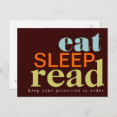 Eet, slaap, lees - uw prioriteiten Briefkaart (Voorkant / Achterkant)