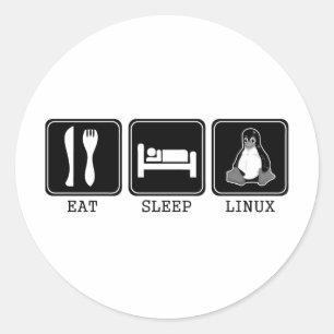 Eet. Slaap. Linux. Ronde Sticker