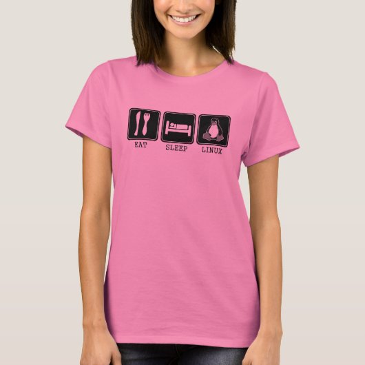 Eet. Slaap. Linux. T-shirt (Voorkant)
