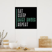 Eet slaap Maak bewegingen herhalen - ondernemer Poster (Keuken)